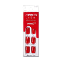 Thumbnail for KISS (Product) Red imPRESS Color Press-On Manicure, 'Red Impact', Solid Red Press-On Nails, Short Length & Square Shape, Prep Pad, Mini Nail File, Manicure Stick, & 30 Fake Nails