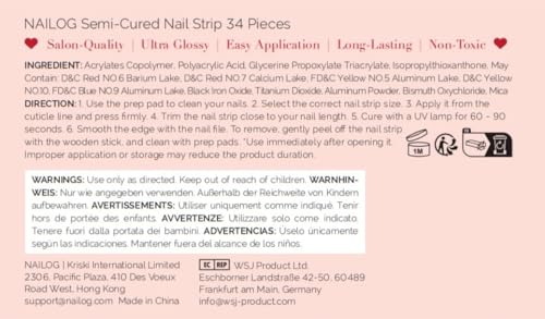 Nailog Semi Cured Gel Nail Strips 34 pcs| Long Lasting Nail Polish Sticker Wraps with Glossy Gel Finish, Retro Jungle