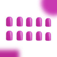 Thumbnail for Short Press On Nails Square Fake Nails Full Cover Purple Solid Color False Nails With Nail Glue Glossy Glue On Nail Acrylic Manicure Artificial Nails For Women Girls 24pcs | Premium Nail Wraps