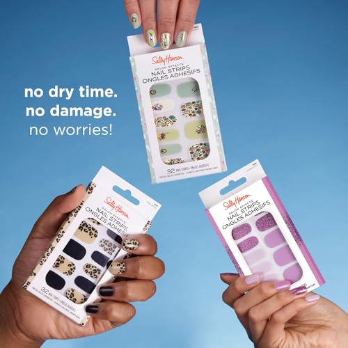 Sally Hansen Salon Effects, Wall Flower, Nail Strips, No UV Light Needed, No Dry Time, Long-Lasting, Non-Damaging, No Chipping – Premium Nail Wrap Set