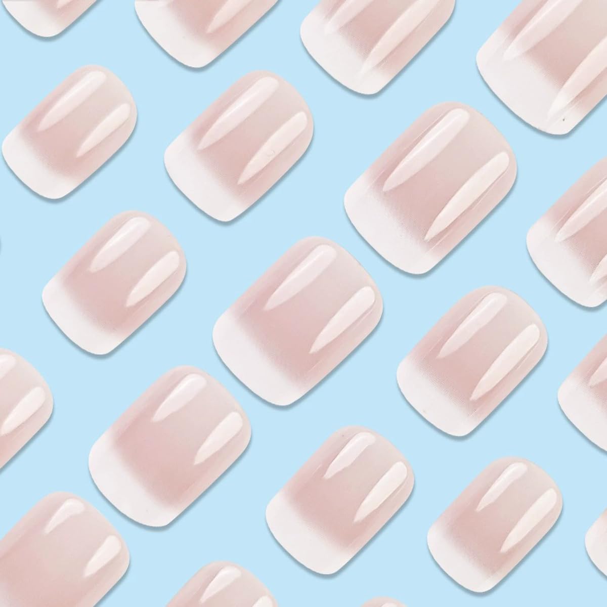 Short Square Press On Nails French gel nail wraps – french short – CrazyGels