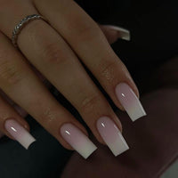 Thumbnail for KQueenest Ombre Pink Press on Nails Long Square Shaped Gradient French Fake Nails Press Ons, Natural Gel Square Tips - 24 Pcs Coffin Acrylic False Nails Set for Women Daily Wear