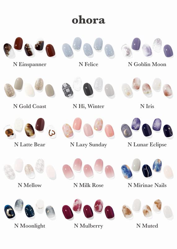 ohora Semi Cured Gel Nail Strips (N Dancing Flower) - White Works with Any UV/LED Lamps, Salon-Quality, Long Lasting, Easy to Apply & Remove - Includes 2 Prep Pads, Nail File & Wooden Stick