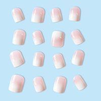 Thumbnail for WAFOLOZE Nails Press ons,White Ombre Short Square Press on Nails Fake Nails Glossy Acrylic Artificial Nails Stick on Nails for Women 24Pcs