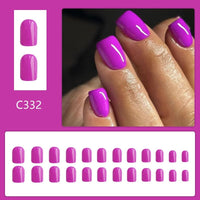 Thumbnail for Short Press On Nails Square Fake Nails Full Cover Purple Solid Color False Nails With Nail Glue Glossy Glue On Nail Acrylic Manicure Artificial Nails For Women Girls 24pcs | Premium Nail Wraps