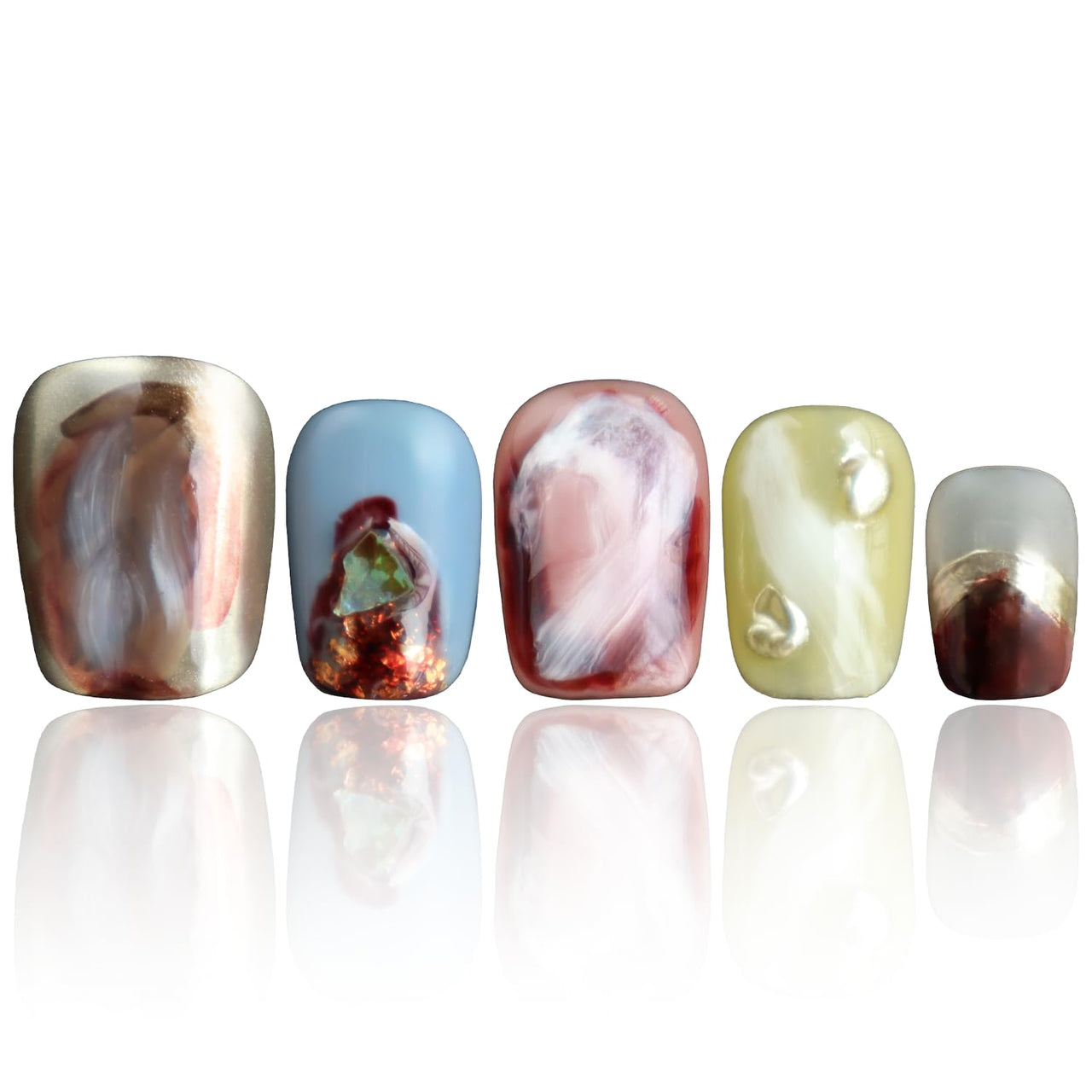 Handmade Press On Nails Short Nails Press On Colorful Press On Nails 3D Nails Press On Nails Acrylic 3D Nails Stick On Nails For Women Square Fake Nails Woman Gifts, COOLYOUNG Nails, 10 PCS, Size S