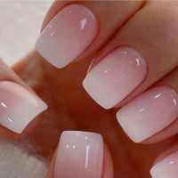 Thumbnail for WAFOLOZE Nails Press ons,White Ombre Short Square Press on Nails Fake Nails Glossy Acrylic Artificial Nails Stick on Nails for Women 24Pcs