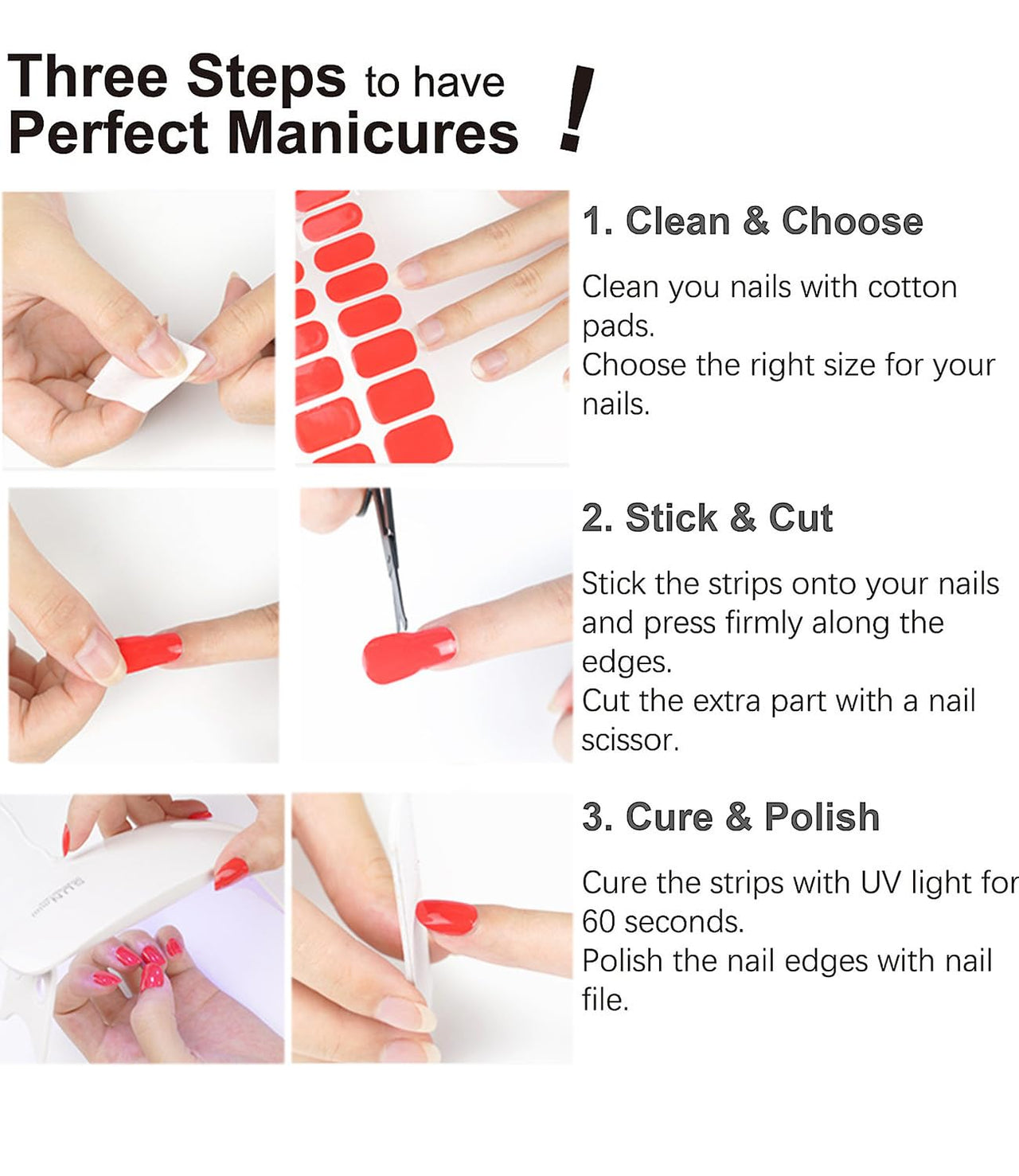 Semi Cured Gel Nail Strips - French Pink Flower Hydrangea Nail Wraps, 20pcs, UV Ready for DIY Nails