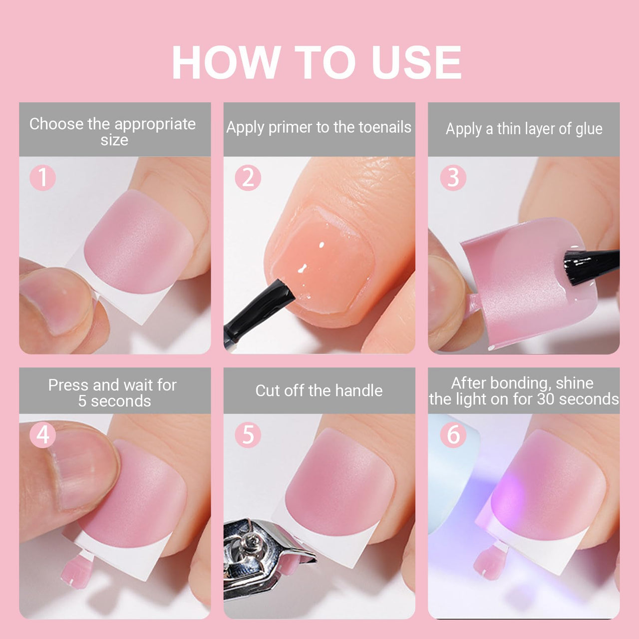Toe Nail Press Ons, French Tips gel nail wraps – french long – CrazyGels