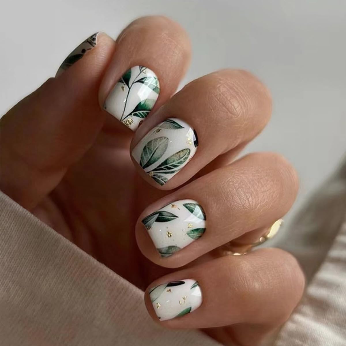 144 Pcs Press on Nails Short Square Fake Nails Flower False Nails with Designs Spring Summer Floral Glue on Nails Full Cover Glossy Acrylic Stick on Nail for Women Manicure 6 Packs