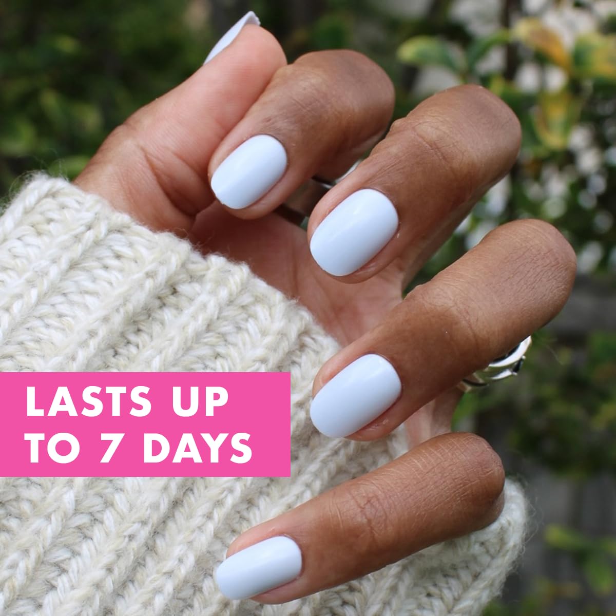 Olive & June Classic Super Stick Mani Press On Nails | Short, Round | No Glue Needed | 32 Tab Nails in 16 Sizes | Non-Toxic Tabs Easy On-Off Non-Damaging Realest Look | 7-Day Wear | Rink Pastel Blue
