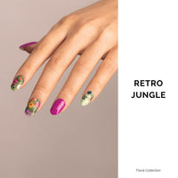 Thumbnail for Nailog Semi Cured Gel Nail Strips 34 pcs| Long Lasting Nail Polish Sticker Wraps with Glossy Gel Finish, Retro Jungle