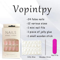 Thumbnail for White French Tip Press On Nails gel nail wraps – french white – CrazyGels