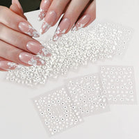 Thumbnail for 30Sheets Floral Nail Art Nail Nail Wraps Decals 3D Self Adhesive White Flower Designs Nails Supplies White Flower Nail Nail Wraps with Rhinestones Nail Decorations for Women Manicure Transfer Tool Nails Nail Wraps