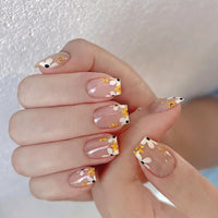 Thumbnail for 144 Pcs Press on Nails Short Square Fake Nails Flower False Nails with Designs Spring Summer Floral Glue on Nails Full Cover Glossy Acrylic Stick on Nail for Women Manicure 6 Packs