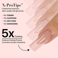 Thumbnail for SXC Cosmetics French Tip Press On Nails - Skin Tone Nude and Color Series, Medium Square X-Pro Tips Starter Kit ST117KIT