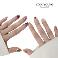 Thumbnail for Handmade Press On Nails Short Nails Press On Colorful Press On Nails 3D Nails Press On Nails Acrylic 3D Nails Stick On Nails For Women Square Fake Nails Woman Gifts, COOLYOUNG Nails, 10 PCS, Size S