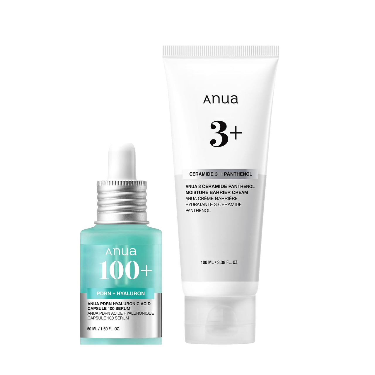 Anua Hydration & Barrier Support Duo, Salmon DNA serum with Ceramide barrier moisturizer, Glass skin for long-lasting hydration, Korean Skincare Set