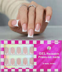 Thumbnail for Anyos 16 Sizes French Tip Short gel nail wraps – french short – CrazyGels