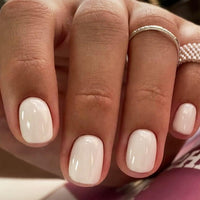 Thumbnail for GLAMERMAID Extra Short Press on Nails, Pure White Fake Nails Short Squoval, Natural Round Square Glue on Nails Glossy Gel, Acrylic Metal False Nail Kits for Women, Reusable Stick on Full Cover Nails