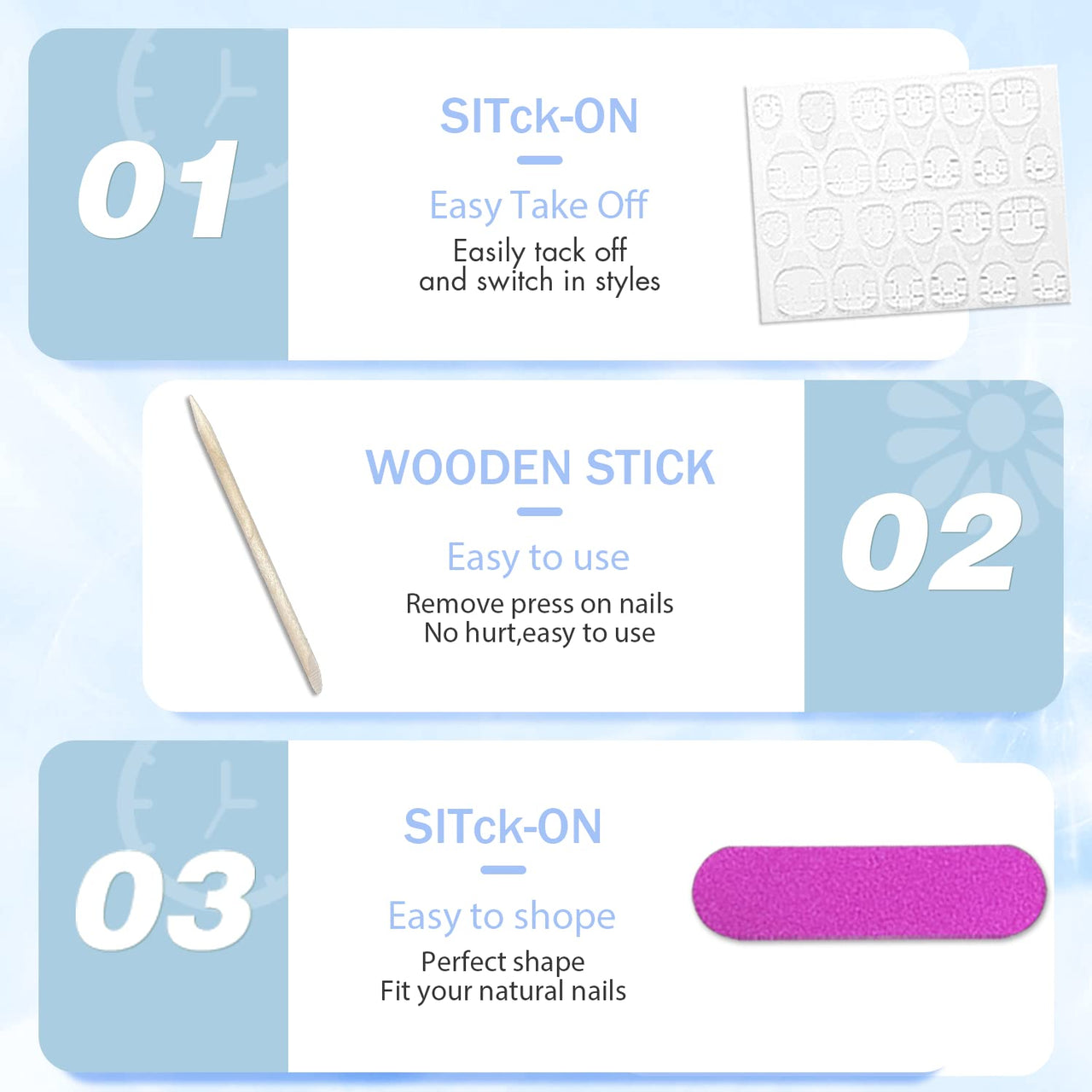 Blue Press on Nails Short Square Fake Nails Glue on Short Square Nails Press ons, Soft Gel Acrylic Glue on Stick on Nail for Women Thick Reusable Solid Color 24pcs, Royal Blue