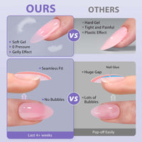 Thumbnail for BTArtboxnails Square Gel Nail Tips Long - Pre Colored Milky White Soft Gel Nail Tips, Milky White Press on Nails, Natural XCOATTIPS Pre Applied Tip Primer