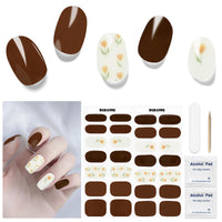 Thumbnail for DUKASOU Semi Cured Gel Nail Strips, 28 pcs UV Gel Nail Stickers Full Nails Wraps for Women Home DIY Nails Art, UV Light Required(Tulip)