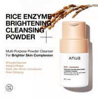 Thumbnail for ANUA RICE ENZYME BRIGHTENING CLEANSING POWDER, Rice Mask, Ceramide, Gentle Face Wash for Brightening, Radiant Skin, Facial Cleanser for Dry Skin, Korean Skincare, Fragrance Free, 40g/1.41fl.oz.