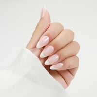Thumbnail for Rnker French Tip U Shape Press On Nails - White with Pink Color, Almond Top gel Nails with Bright Finish, 15 Sizes - 30 Nail Kit with Glue | Premium Nail Wraps