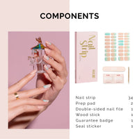 Thumbnail for Nailog Semi Cured Gel Nail Strips 34 pcs | Long Lasting Nail Polish Sticker Nail Wraps with Glossy Gel Finish | New Dawn