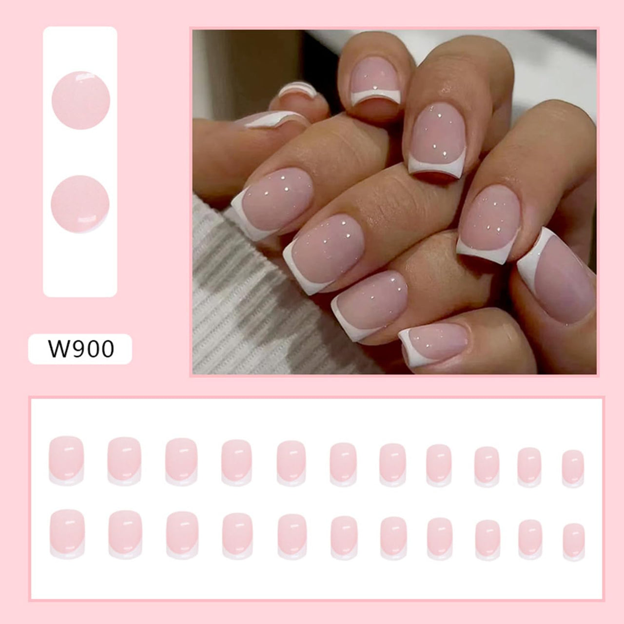 White French Tip Press On Nails gel nail wraps – french white – CrazyGels