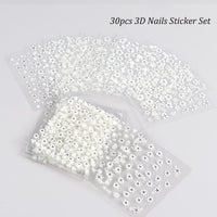 Thumbnail for 30Sheets Floral Nail Art Nail Nail Wraps Decals 3D Self Adhesive White Flower Designs Nails Supplies White Flower Nail Nail Wraps with Rhinestones Nail Decorations for Women Manicure Transfer Tool Nails Nail Wraps