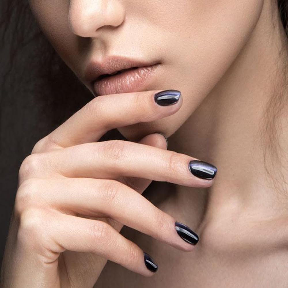 24 Pcs Summer Press on Nails Short Square Starry Sky Scales Design,YIHONGYAN Simple Fake Nails Press ons Blue Nail Tips Acrylic Set Glue on Nails Full Cover False Nails Glossy Stick on Nails for Women | Premium Nail Wraps