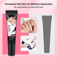 Thumbnail for Curvlife Newly Upgraded Quick Drying 10g Semi Solid Nail Glue with 10ml Remover for Press On Nails Tips No Need for UV Lamp Long Lasting Fake Acrylic Nails Kit Glue Gel