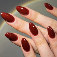 Thumbnail for GLAMERMAID Cherry Red Press on Nails Medium Almond, Handmade Jelly Soft Gel Dark Red Glue on Nails Stiletto, Burgundy Emo Fake Nails Short Oval, Reusable Acrylic Stick on False Nails Kit for Women | Premium Nail Wraps - Premium Nail Wraps, Salon-Quality, Easy Application
