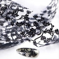 Thumbnail for XEAOHESY 10 Rolls Black White Flower Nail Foil Transfer Sticker Kit Lace Nail Foil Sheets Foil Nail Art Decals Flower Nail Foil Transfer Nail Nail Wraps Foil Nail Nail Wraps for Women Nail Art