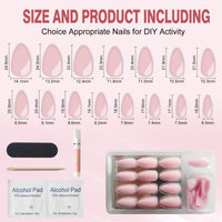 Thumbnail for Rnker French Tip U Shape Press On Nails - White with Pink Color, Almond Top gel Nails with Bright Finish, 15 Sizes - 30 Nail Kit with Glue | Premium Nail Wraps