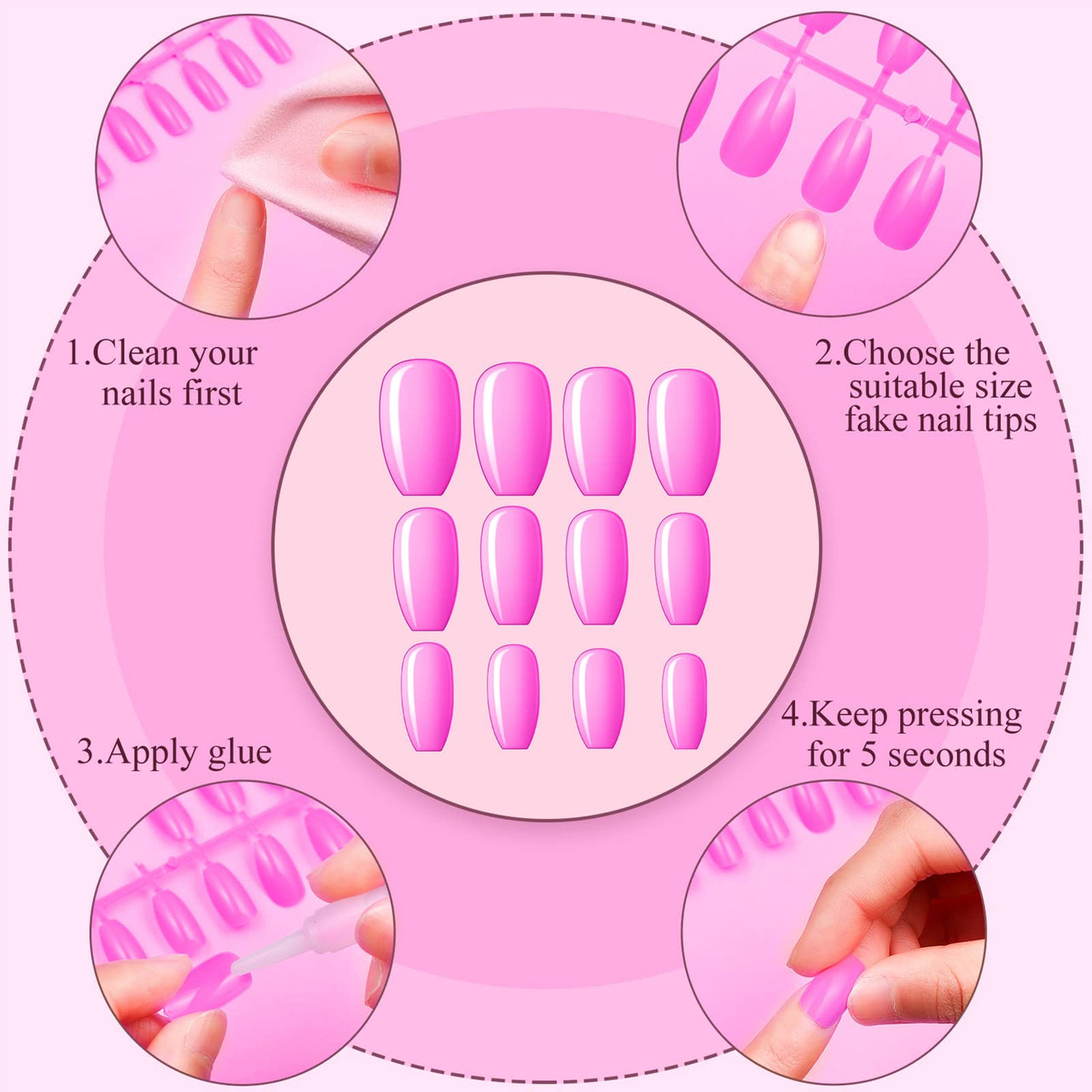 Maitys 720 Pieces 30 Sets Medium Square Fake Nails Solid Color Press on Nails Glossy Artificial Coffin Fingernail for Women Girls Ballet Dancer Accessories(Sweet Colors)