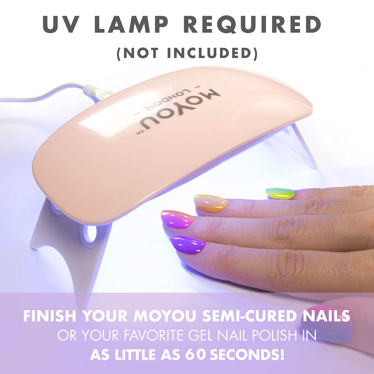 MOYOU LONDON Semi Cured Gel Nail Strips - 20 Pcs. Nail Nail Wraps for Salon-Quality Manicure - Works with Any UV Lamp - Easy to Apply, Trim, & Remove Gel Nail Nail Wraps