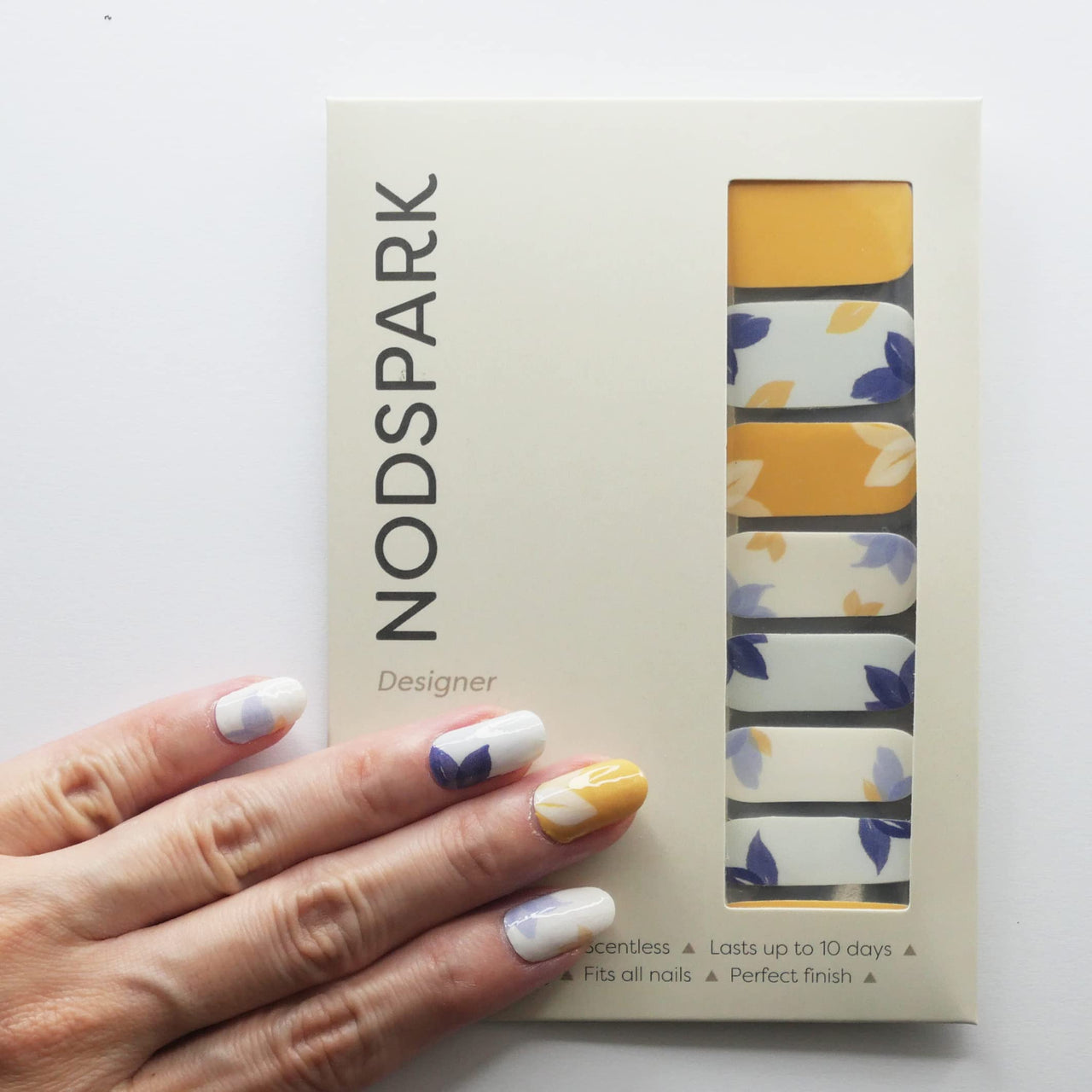 Nodspark Periwinkle Petals Nail Polish Nail Wraps Manicure | Contains 16 Floral Nail Art Nail Nail Wraps (8 Different Sizes) | Affordable | Quick and Easy to use | 15 Minute Application | Lasts up to 2 Weeks |