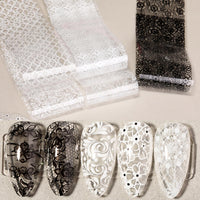 Thumbnail for XEAOHESY 20 Rolls Black White Lace Nail Art Foil Transfer Sticker Kit Flower Foil Transfers Decals Lace Flowers Nail Foil Transfer Nail Nail Wraps Sheets Nail Art Sticker Foil Nail Nail Wraps for Foil Nail Art