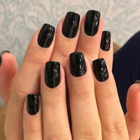 Thumbnail for Modelones 32Pcs Black Press on Nails, Upgrade Short Square Fake Nails, Reusable Nail Kit with Nail Glue Adhesive Tabs Mini Nail File, Nails Press Ons 16 Sizes