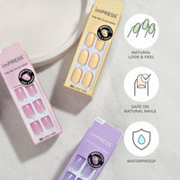 Thumbnail for KISS imPRESS No Glue Mani Press On Nails, , 'Frosting', White, Short Size, Squoval Shape, Includes 30 Nails, Prep Pad, Instructions Sheet, 1 Manicure Stick, 1 Mini File | Premium Nail Wraps