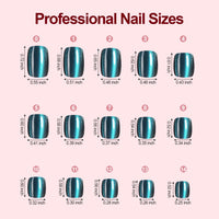 Thumbnail for 150Pcs Cat Eye Press on Nails Short Square, Plauva Soft Gel Fake Nails, Glossy Glitter Cat Eye Nail Tips for Women and Girls Stick On Nails in 15 Sizes