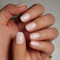 Thumbnail for Curvlife Press on Nails Milky White Short Square Acrylic Fake Nails with Apricot Design Full Cover Glossy Nude Glue on Nails Artificial for Women 30Pcs