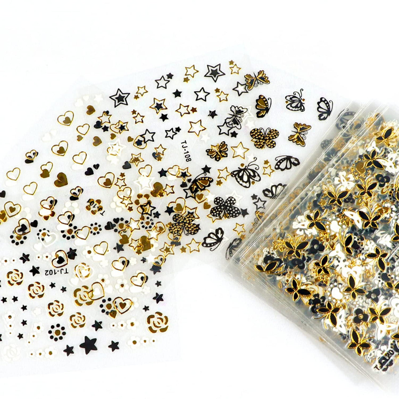 30 Sheets Gold Nail Nail Nail Wraps and 18 Sheets Colorful Nail Nail Nail Wraps