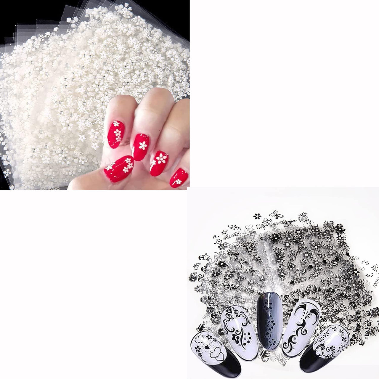 30 Sheets White Nail Nail Nail Wraps and 30 Sheets Black Nail Nail Nail Wraps