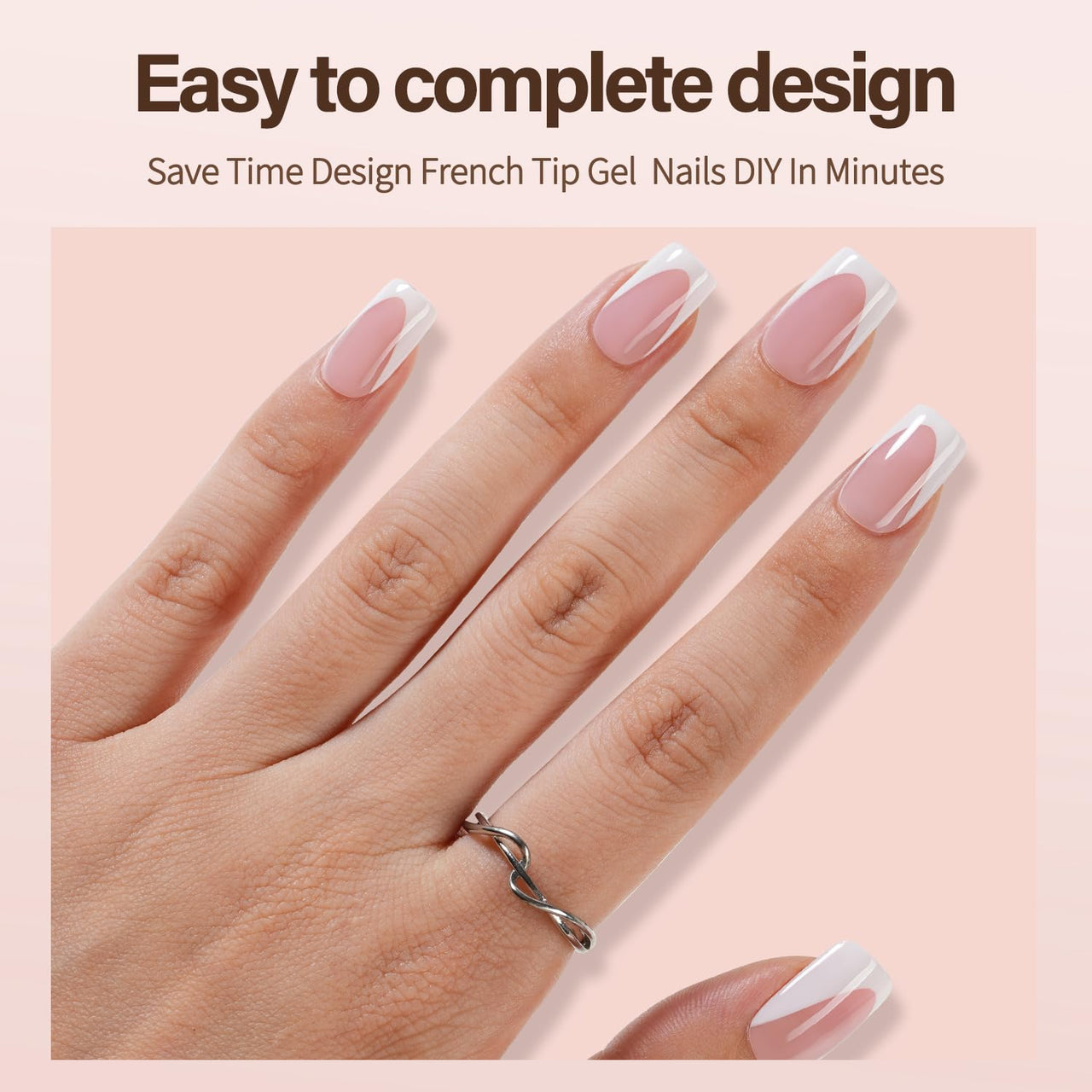 Vansiho Deep French Gel Nail Tips, gel nail wraps – french long – CrazyGels
