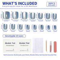 Thumbnail for Stbisen Light Blue Press On Nails Square – Short Cat Eye Fake Nails with Color-Shifting Glow, Reusable Stick On Nails, 15 Sizes, 30 Nail Kit with Glue, Thick Glue On Nails for Women, M2-Aurora Mist