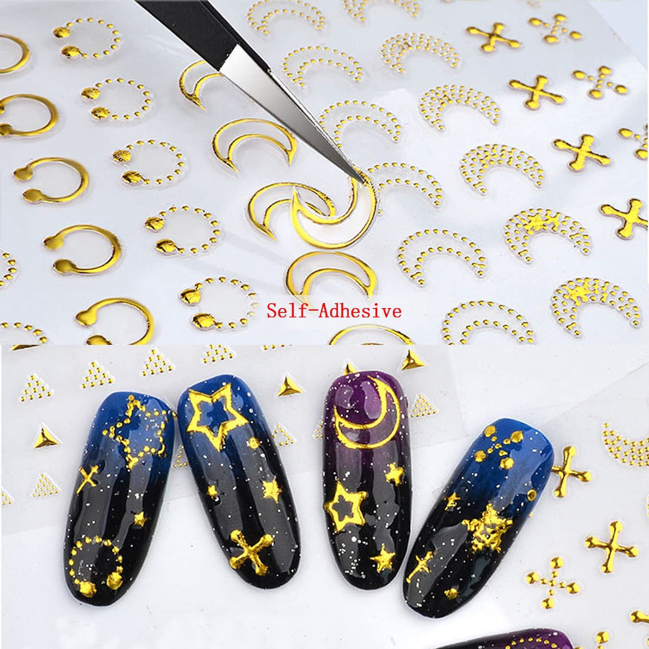30 Sheets Black Nail Nail Nail Wraps and 12 Sheets Gold Nail Nail Nail Wraps